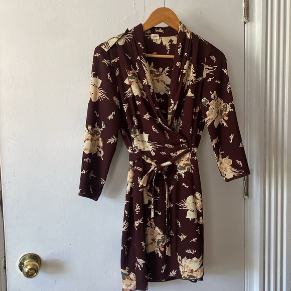 Wilfred Franca Long Sleeve Mini Wrap Dress Floral - Picture 2 of 6